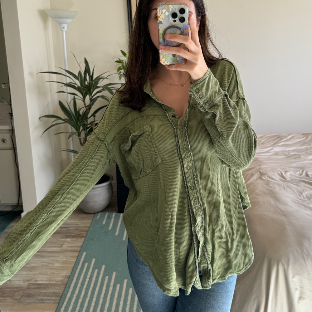 We the Free green button up shirt - size small